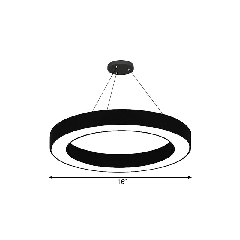 Circle LED Pendant Light Kit Minimalism Acryl -Büro -Hanglampe in Schwarz, 16 "/23,5"/47 "Dia