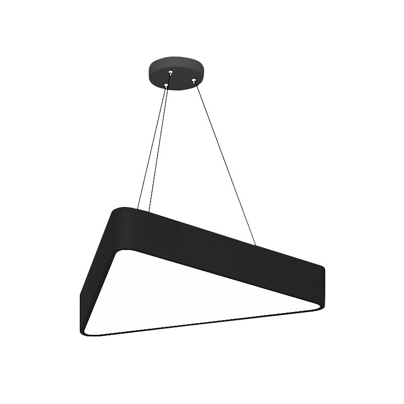 Triangle Cafe Ceiling Pendant Lamp Metal 16"/23.5" Wide LED Simple Down Lighting in Black/White