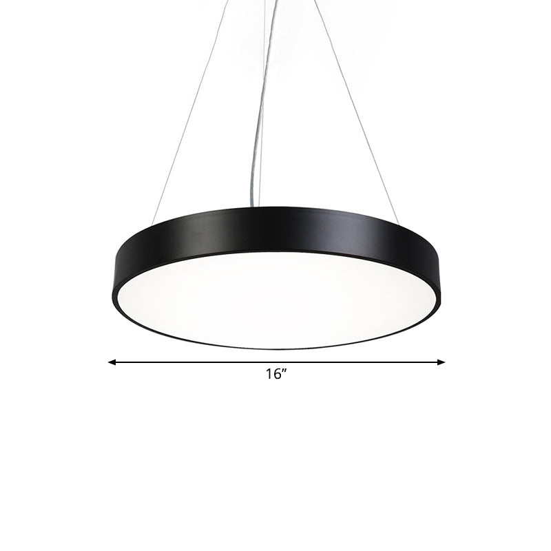 Runde Platte Hanging Lamp Kit Nordic Iron Black LED Anhängere Leuchte in warmem/weißem Licht, 16 "/31,5"/39 "Breite