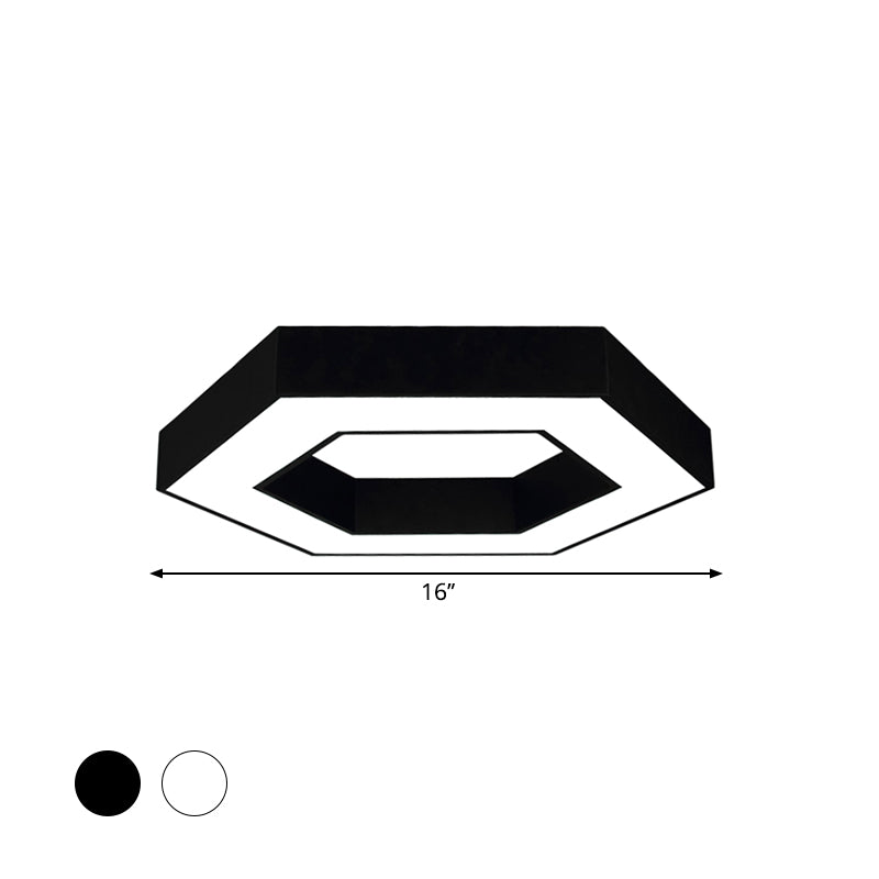 Hexagon LED Flush Ceiling Light Contemporary Acrylic Living Room Flushmount in Black/White, 16"/19.5"/31.5" W