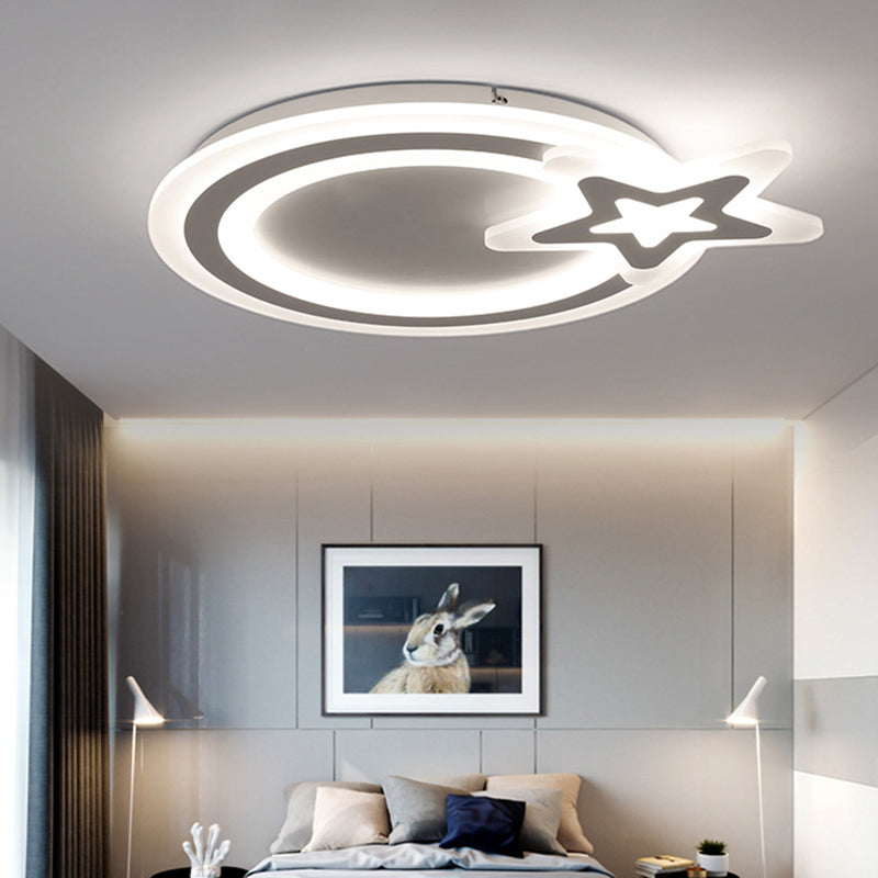 Plafonnier LED en forme de cercle de Style Simple, plafonnier blanc en acrylique avec étoile, idéal pour un hôtel de maternelle