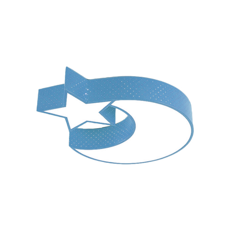 Crescente e stella soffitto a filo del fumetto acrilico Nursery LED lampada a incasso in rosso/giallo/blu, bianco/3 luce di colore