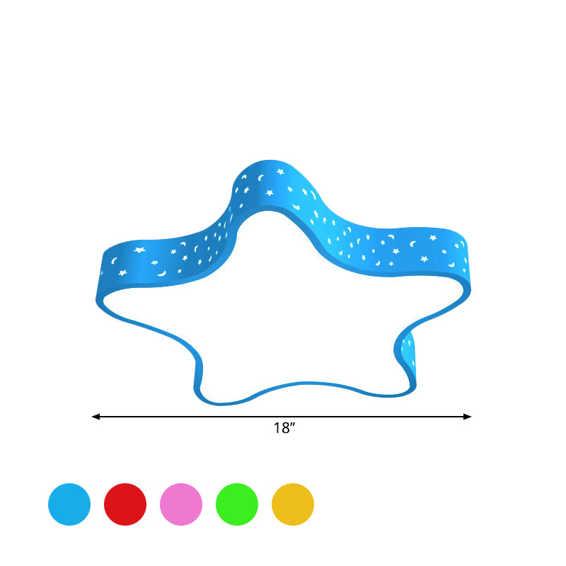 Star Shaped Playroom Ceiling Fixture Acrylic Kids LED Flush Mount Recessed Lighting in Red/Pink/Yellow