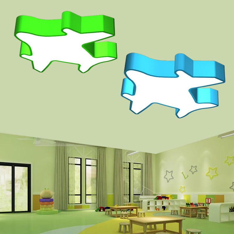 19.5"/23.5" W Aircraft Ceiling Mount Lamp Kid Metallic Playroom LED Flush Light in Red/Yellow/Blue