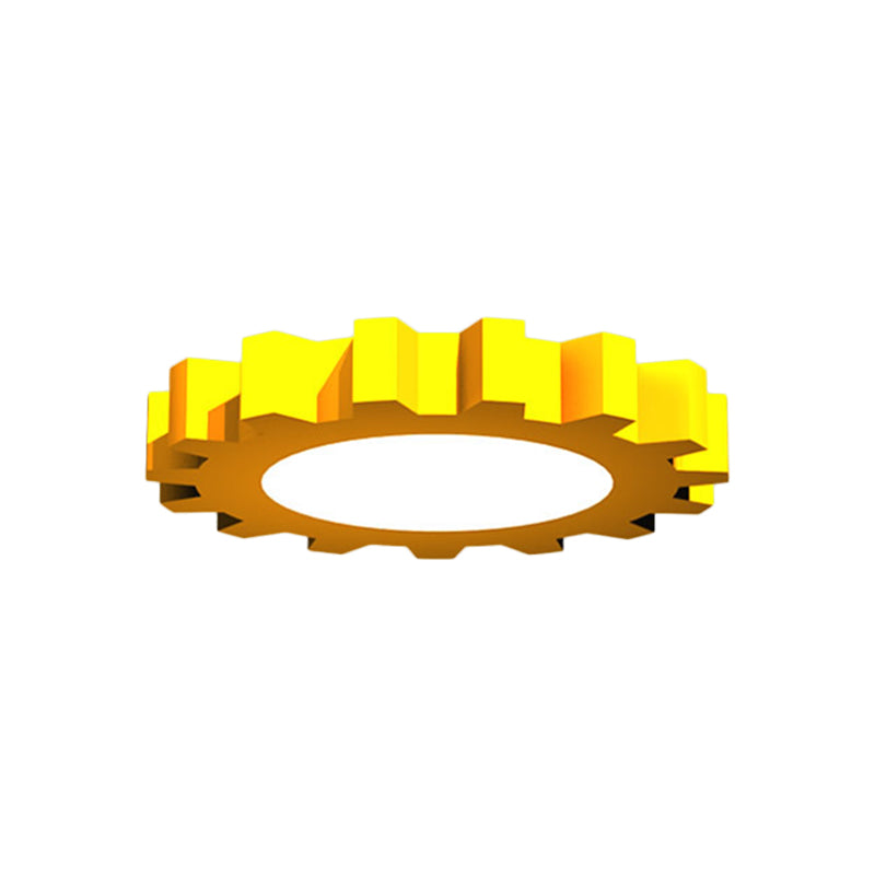 Gear Boys Room Flushmount Metallic 16"/19.5" Wide LED Kids Close to Ceiling Light in Red/Blue/Green