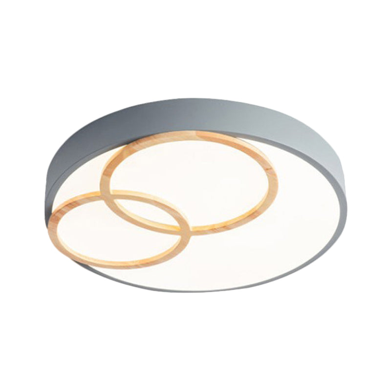 Plafonnier encastré arrondi gris/blanc nordique, luminaire métallique LED de largeur 14/18/21.5 pouces