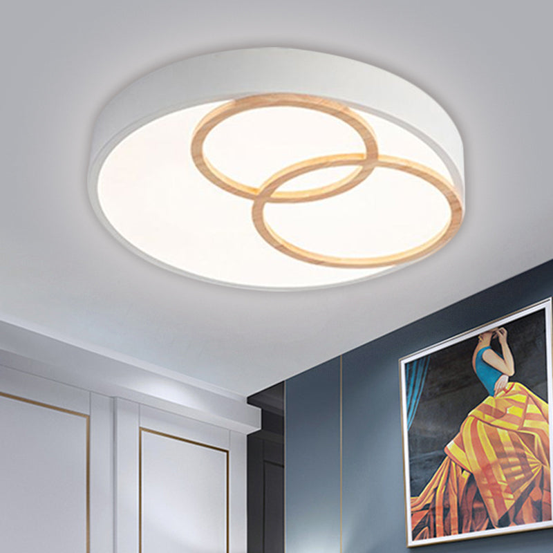 Plafonnier encastré arrondi gris/blanc nordique, luminaire métallique LED de largeur 14/18/21.5 pouces