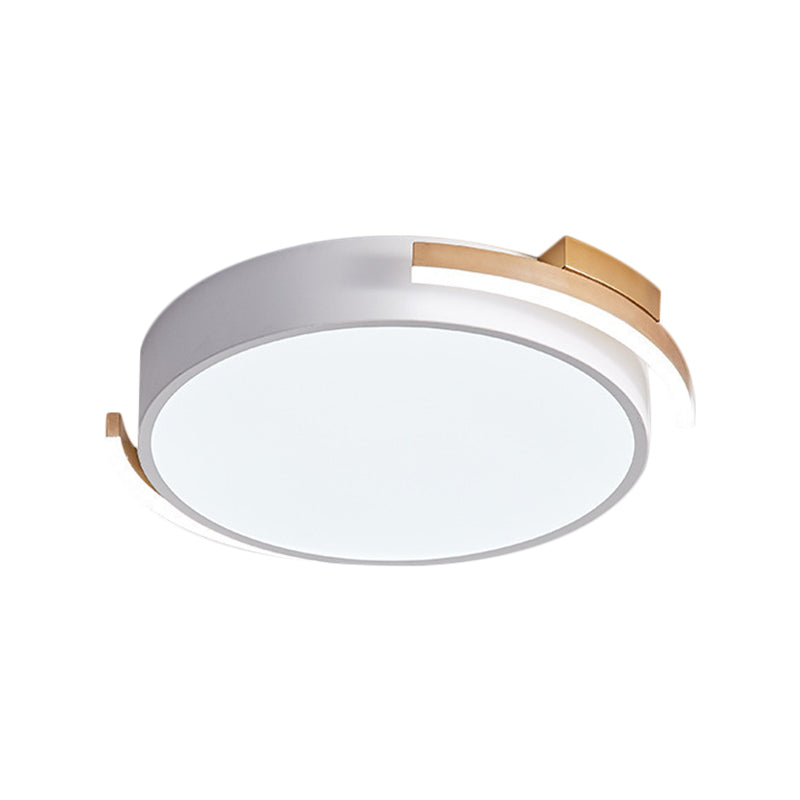 19.5"/25.5" W Round Flush Mount Modern Metallic Black/White LED Flushmount Lighting, Warm/White Light