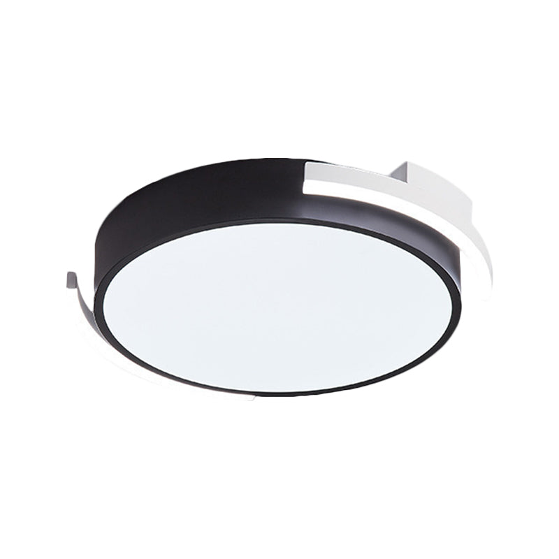 19.5"/25.5" W Round Flush Mount Modern Metallic Black/White LED Flushmount Lighting, Warm/White Light