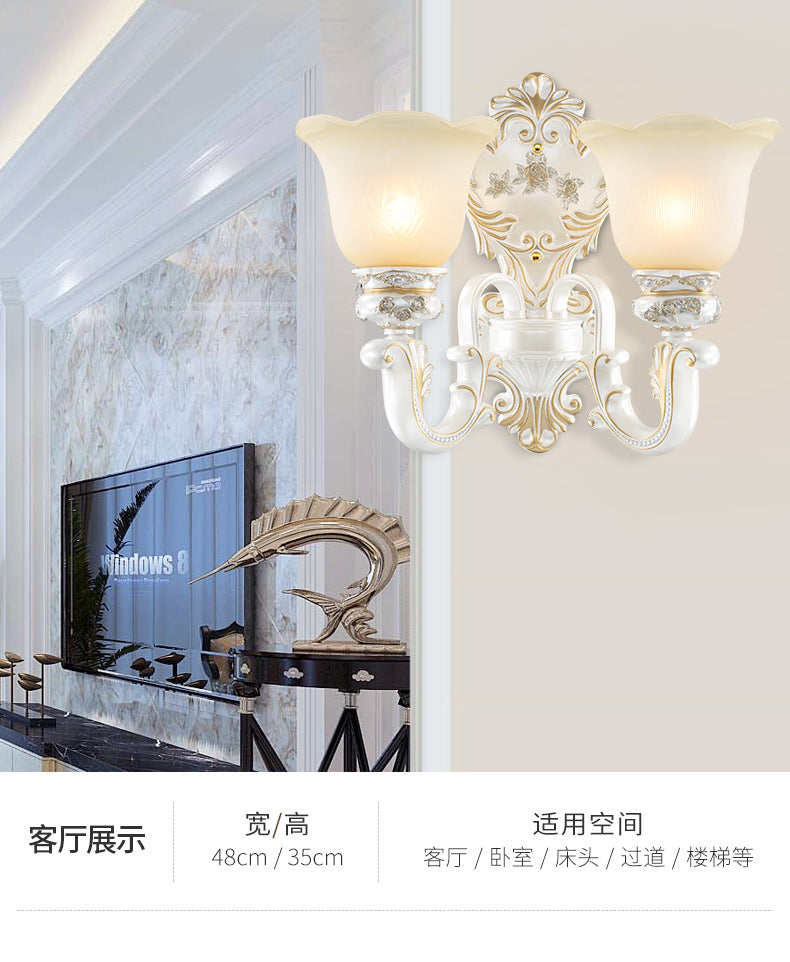 Cream Glass White Wall Sconce Blossom 1/2-Head Cottage Wall Lighting Fixture for Living Room