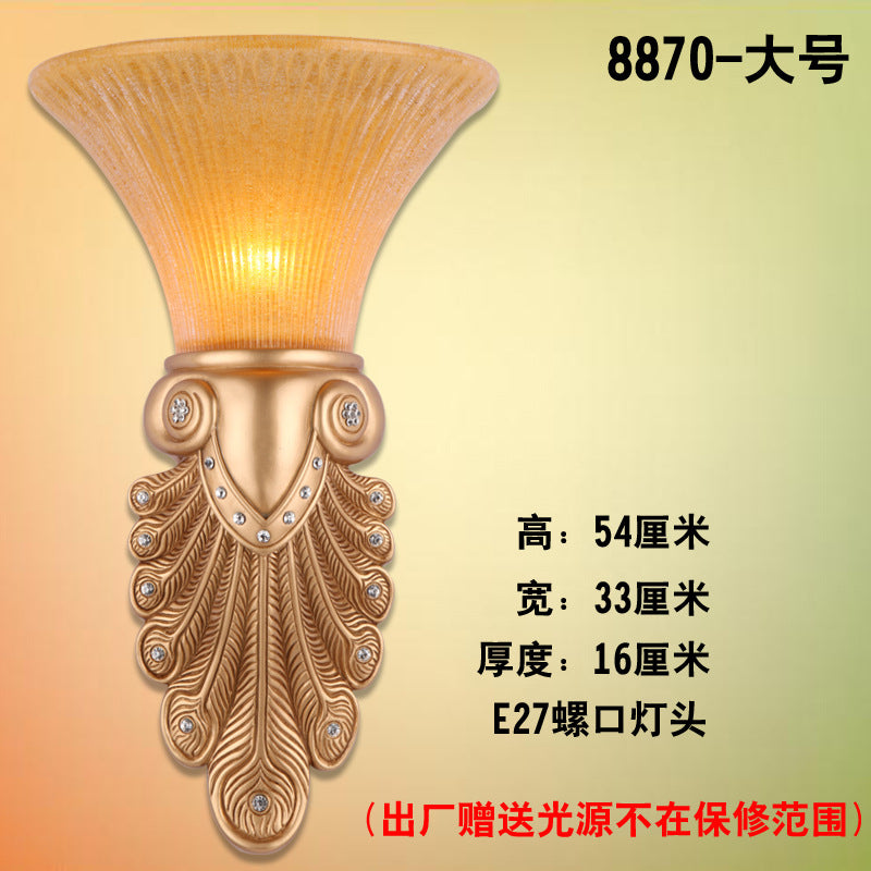 Umgekehrtes Glockenschlafzimmer Wandleuchte Lagelhaus Opal Fleuchtetglas 1-Köpfen goldene Wandleuchte mit Pfauenfeder, 10 "/13" breit