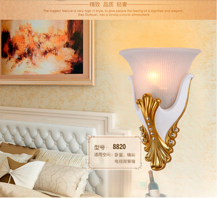 1 Light Wall Sconce Lighting Rural Bell Shape Yellow/White Fluted Glass Wall Mounted Lamp for Bedroom, 9.5"/13" Width