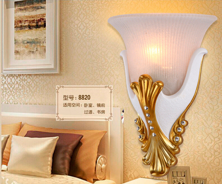 1 Light Wall Sconce Lighting Rural Bell Shape Yellow/White Fluted Glass Wall Mounted Lamp for Bedroom, 9.5"/13" Width