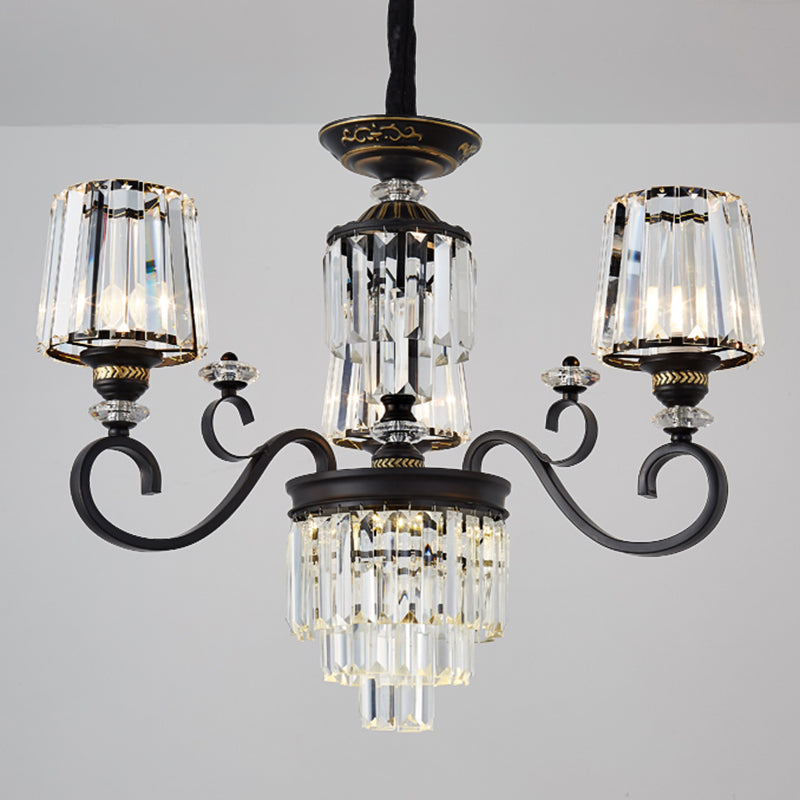 Lámpara de suspensión de techo de 3/6 luces minimalistas de 3/6 luces de 3/6 luces de 3/6 luces con sombra cónica en negro