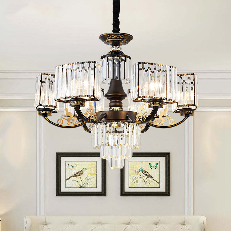 Accesorio de iluminación de lámpara de lámpara cubo de techo de 3/6 cabezas contemporáneas con sombra de cristal transparente