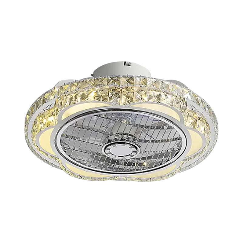 Kristallblock Blumenhalte Halbflush -Mount -Minimalismus LED Chrom Anhängerleuchte Leuchte, 19,5 "Breite