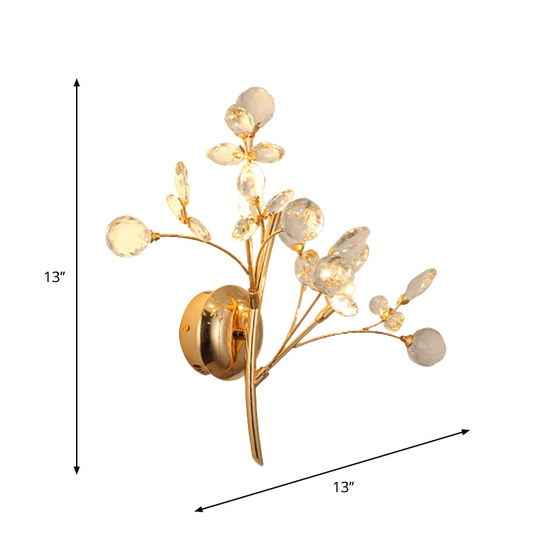 Afgeschuinde kristal tak wandlicht modernistische 2/3 koppen wandgemonteerd verlichtingsarmatuur in goud