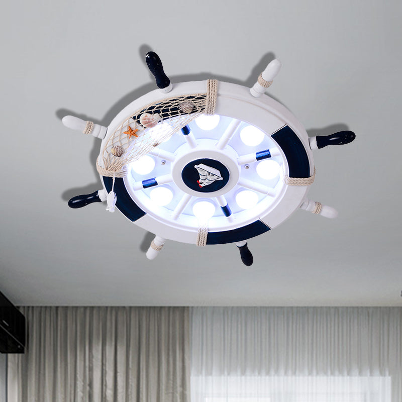 White/Orange/Blue Rudder Flush Lamp Coastal LED Acrylic Ceiling Mounted Fixture in White Light for Bedroom