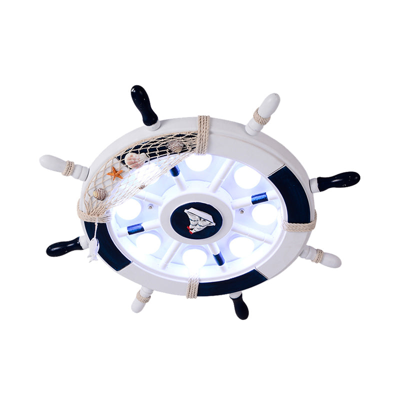 White/Orange/Blue Rudder Flush Lamp Coastal LED Acrylic Ceiling Mounted Fixture in White Light for Bedroom