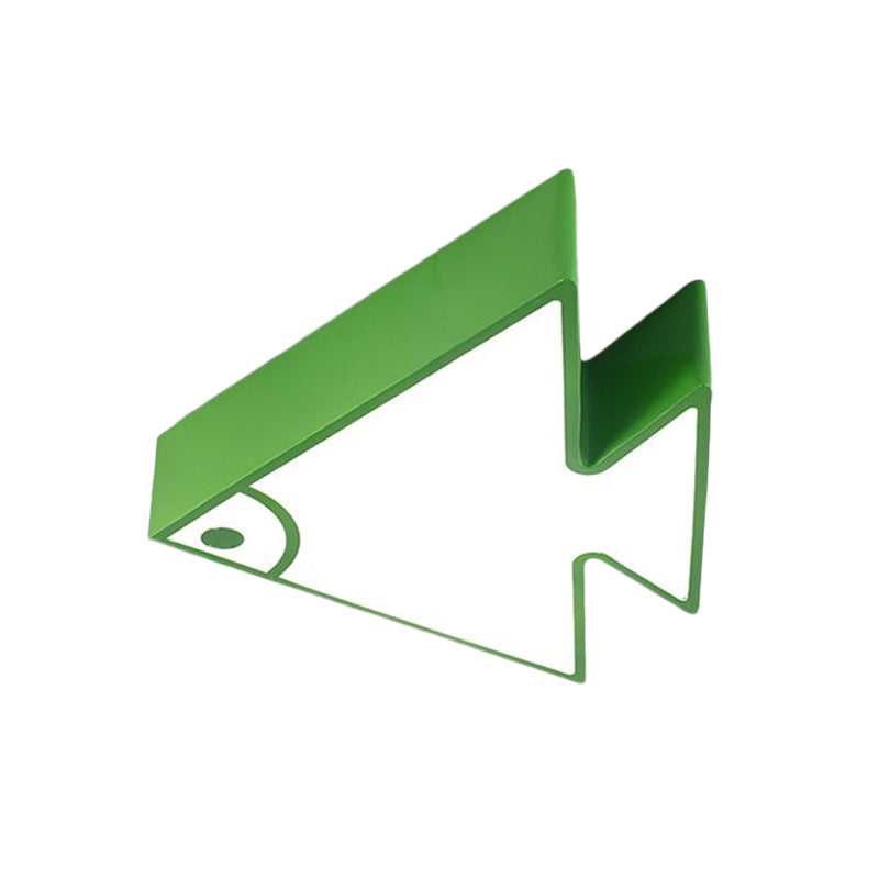 Fish Ceiling Mounted Lamp Children Acrylic LED Kindergarten Flush Light Fixture in Red/Green/Blue