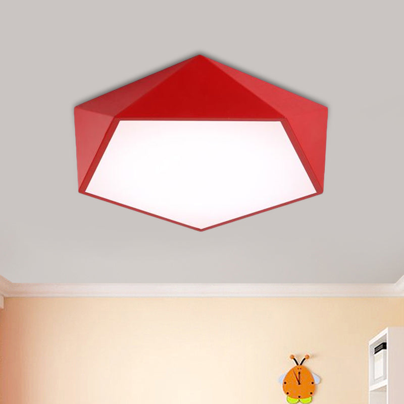 Pentagon Flushmount Lighting Children Acrylic Red/Yellow/Blue LED Flush Ceiling Light Fixture