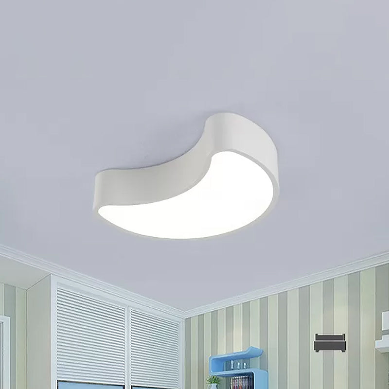 White/Red/Yellow Semi-Moon Ceiling Fixture Kids LED Acrylic Flush Mount Recessed Lighting for Leisure Area