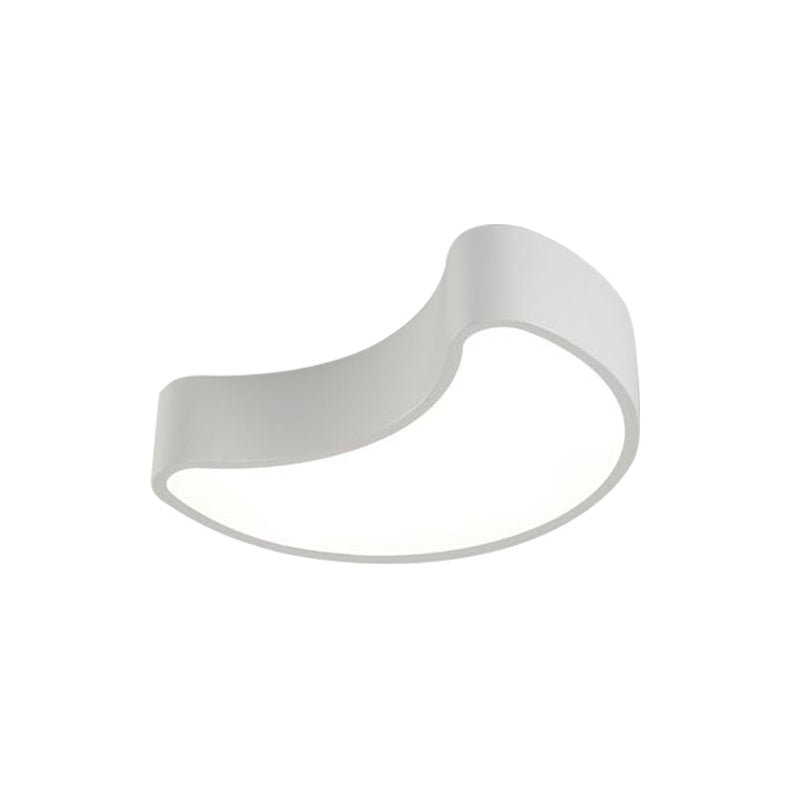 White/Red/Yellow Semi-Moon Ceiling Fixture Kids LED Acrylic Flush Mount Recessed Lighting for Leisure Area