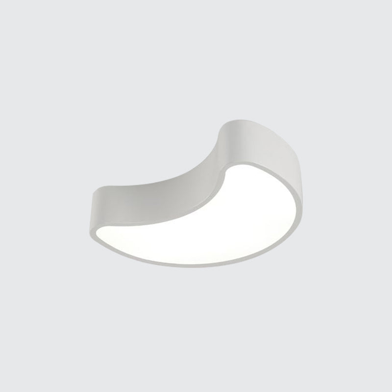 White/Red/Yellow Semi-Moon Ceiling Fixture Kids LED Acrylic Flush Mount Recessed Lighting for Leisure Area