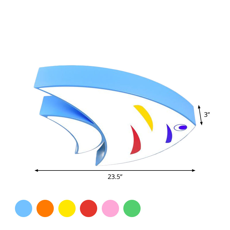 Acrylic Tropical Fish Flush Mount Light Children Style Red/Yellow/Blue LED Close to Ceiling Lamp