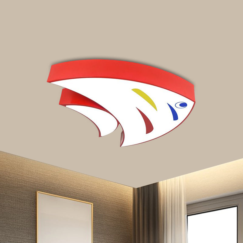 Acrylic Tropical Fish Flush Mount Light Children Style Red/Yellow/Blue LED Close to Ceiling Lamp