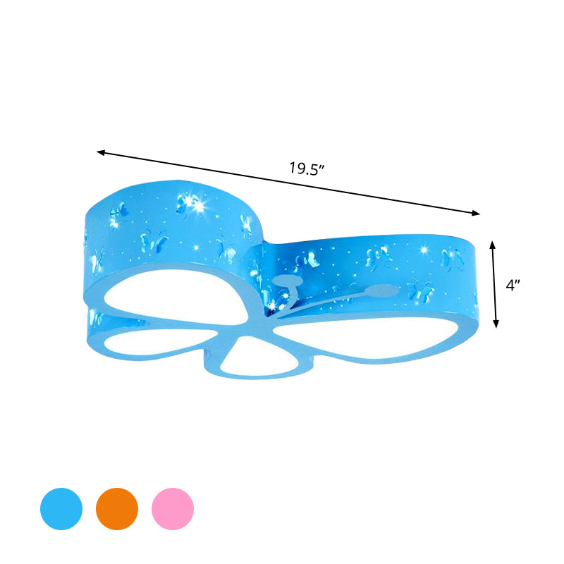 Pink / Blue / Orange Butterfly Massimale Fixture Kids LED Acrilico Montaggio Montaggio Illuminazione, Caldo / White Light