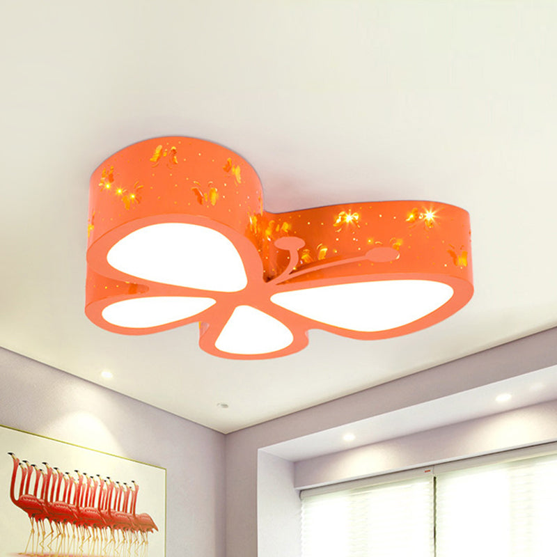 Pink / Blue / Orange Butterfly Massimale Fixture Kids LED Acrilico Montaggio Montaggio Illuminazione, Caldo / White Light