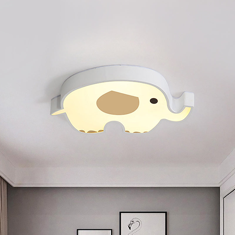 Lámpara LED empotrada para dormitorio, lámpara de techo blanca para niños con pantalla acrílica de elefante, luz cálida/blanca/natural