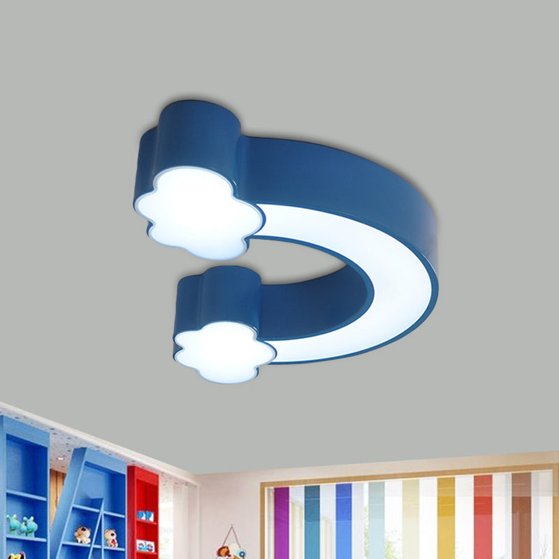 Cartoon Rainbow LED Flushmount Lighting Children Acrylic Yellow/Blue Ceiling Light Fixture in Warm/White Light