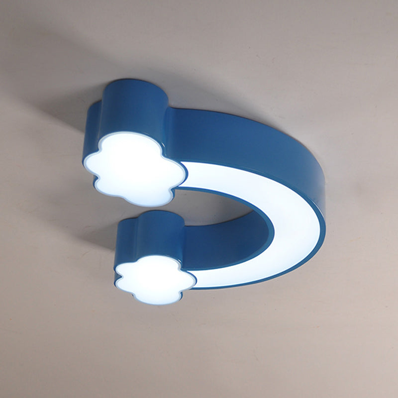 Cartoon Rainbow LED Flushmount Lighting Children Acrylic Yellow/Blue Ceiling Light Fixture in Warm/White Light