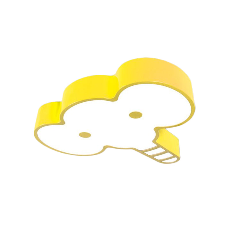 Elephant Face LED Flush Mount Fixture Kids Acrylic Red/Pink/Yellow Flush Ceiling Light for Bedchamber