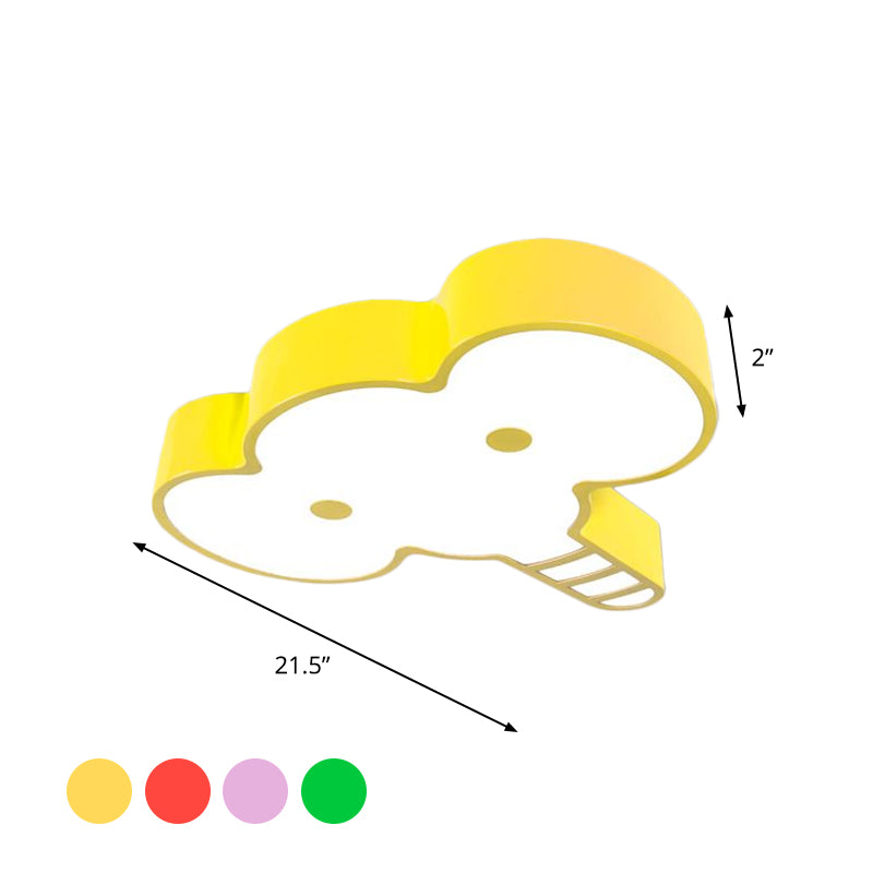 Elephant Face LED Flush Mount Fixture Kids Acrylic Red/Pink/Yellow Flush Ceiling Light for Bedchamber