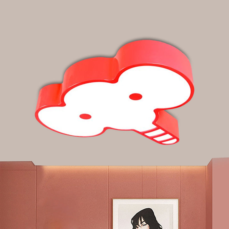 Elephant Face LED Flush Mount Fixture Kids Acrylic Red/Pink/Yellow Flush Ceiling Light for Bedchamber