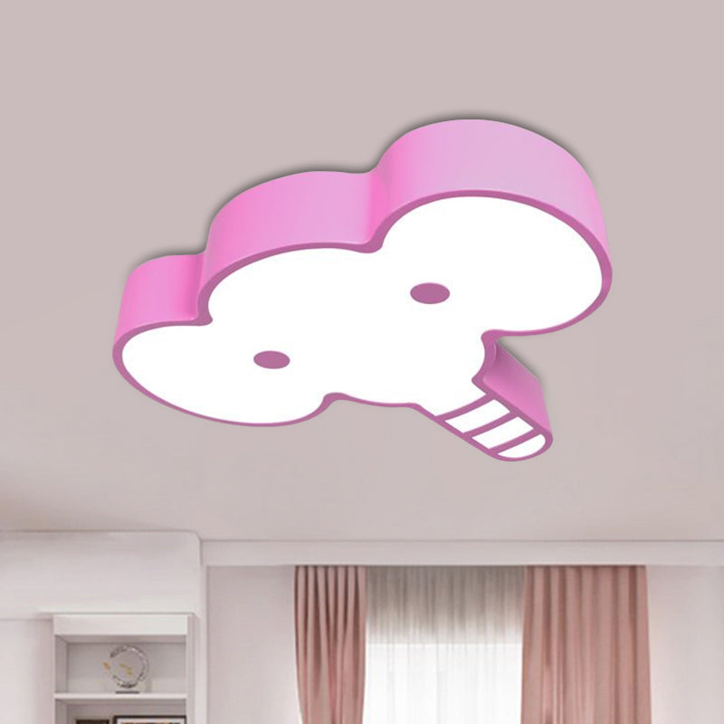Elephant Face LED Flush Mount Fixture Kids Acrylic Red/Pink/Yellow Flush Ceiling Light for Bedchamber