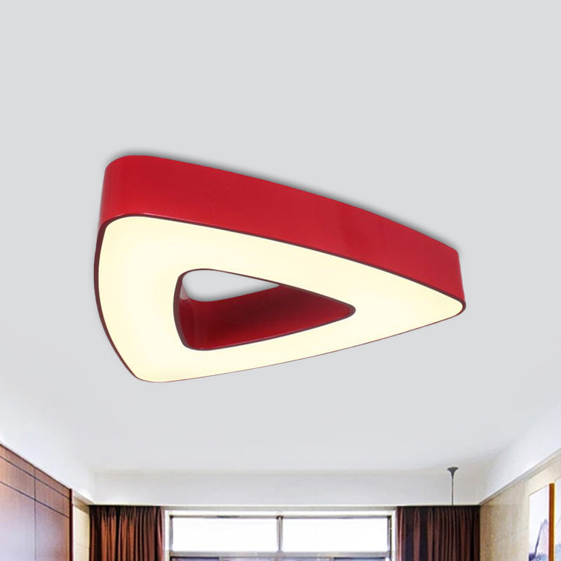 Acrylic Hollowed Triangle Flush Lighting Kids Red/Blue/Green LED Flushmount Ceiling Fixture in Warm/White Light