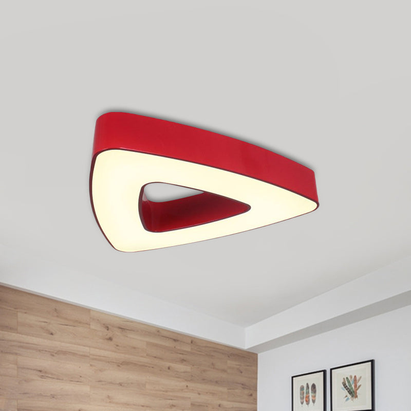 Acrylic Hollowed Triangle Flush Lighting Kids Red/Blue/Green LED Flushmount Ceiling Fixture in Warm/White Light