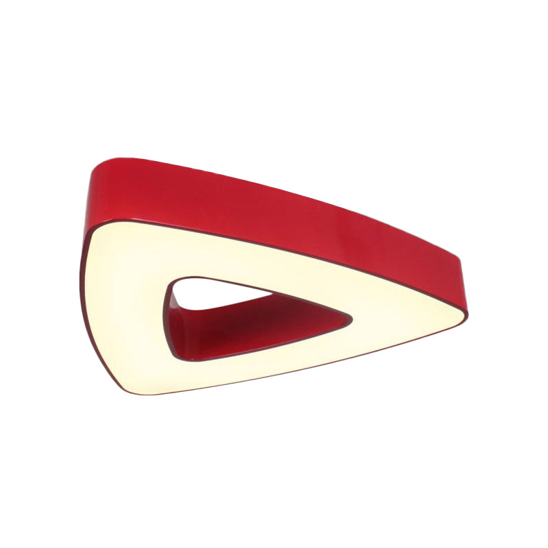 Acrylic Hollowed Triangle Flush Lighting Kids Red/Blue/Green LED Flushmount Ceiling Fixture in Warm/White Light