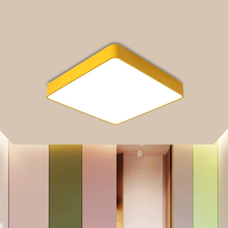 Voyant carré Flush Fixture Kids Acrylique Blanc / Rouge / Jaune Clôture Fermer à Ceiling Lamp in Warm / White Light