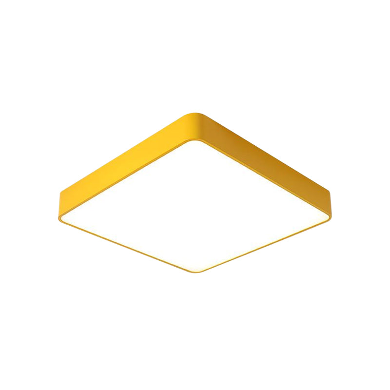 Voyant carré Flush Fixture Kids Acrylique Blanc / Rouge / Jaune Clôture Fermer à Ceiling Lamp in Warm / White Light