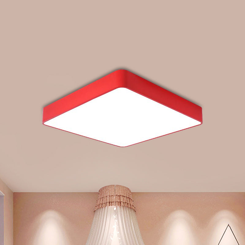 Voyant carré Flush Fixture Kids Acrylique Blanc / Rouge / Jaune Clôture Fermer à Ceiling Lamp in Warm / White Light
