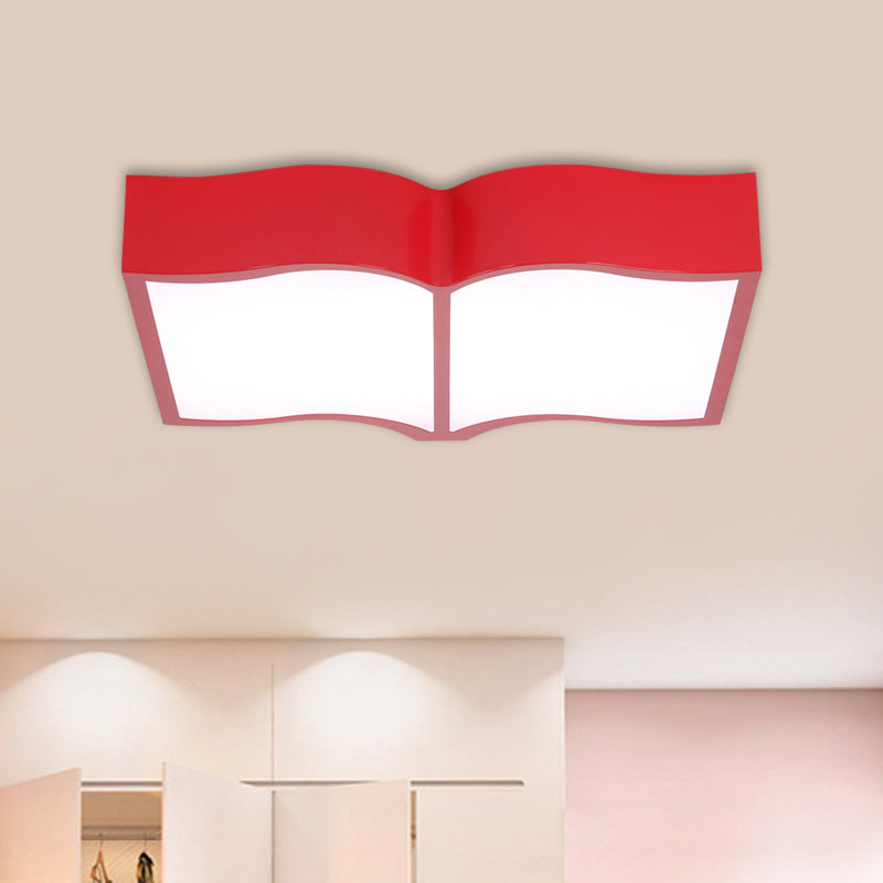 Book Flush Mount Lampada Lampada Stile Semplice Acrilico Rosso/Giallo/Blu Illuminazione a Soffitto LED in Luce Calda