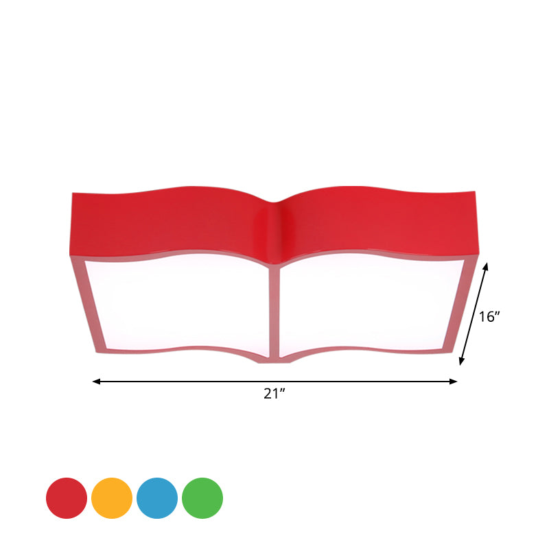 Book Flush Mount Lampada Lampada Stile Semplice Acrilico Rosso/Giallo/Blu Illuminazione a Soffitto LED in Luce Calda
