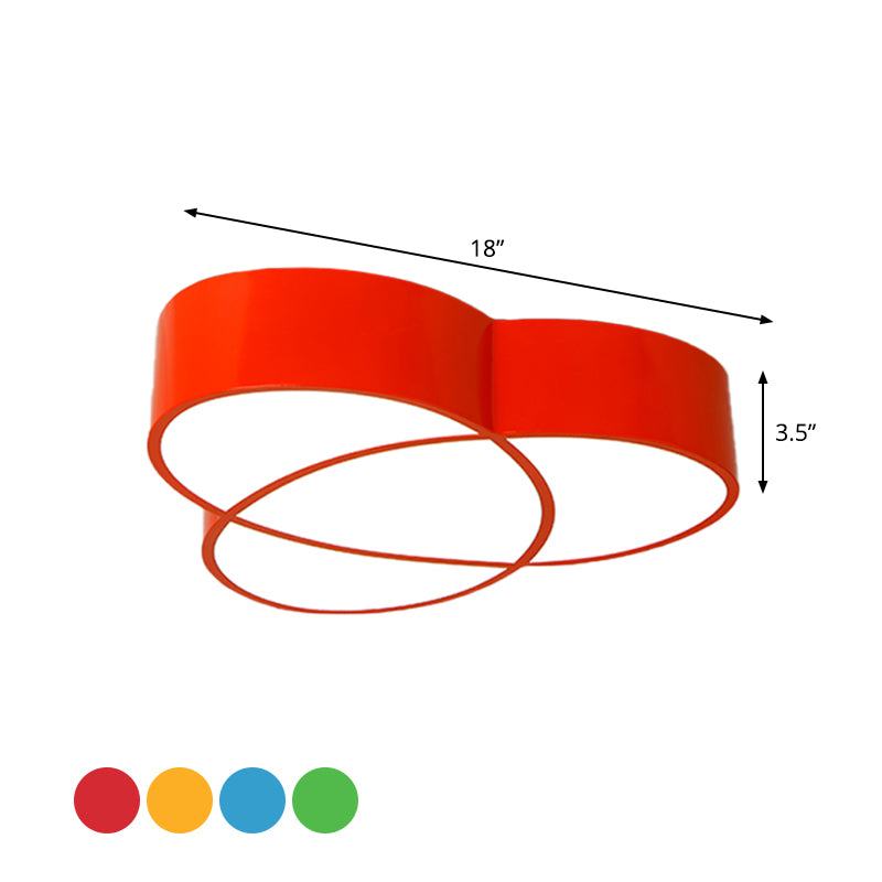 Intersecting Oval Hallway Flush Mount Acrylic LED Minimalist Close to Ceiling Lighting in Red/Blue/Green