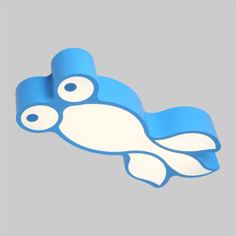 Simplicity LED Flush Mount Light Yellow/Blue Goldfish Close to Ceiling Lamp with Acrylic Shade