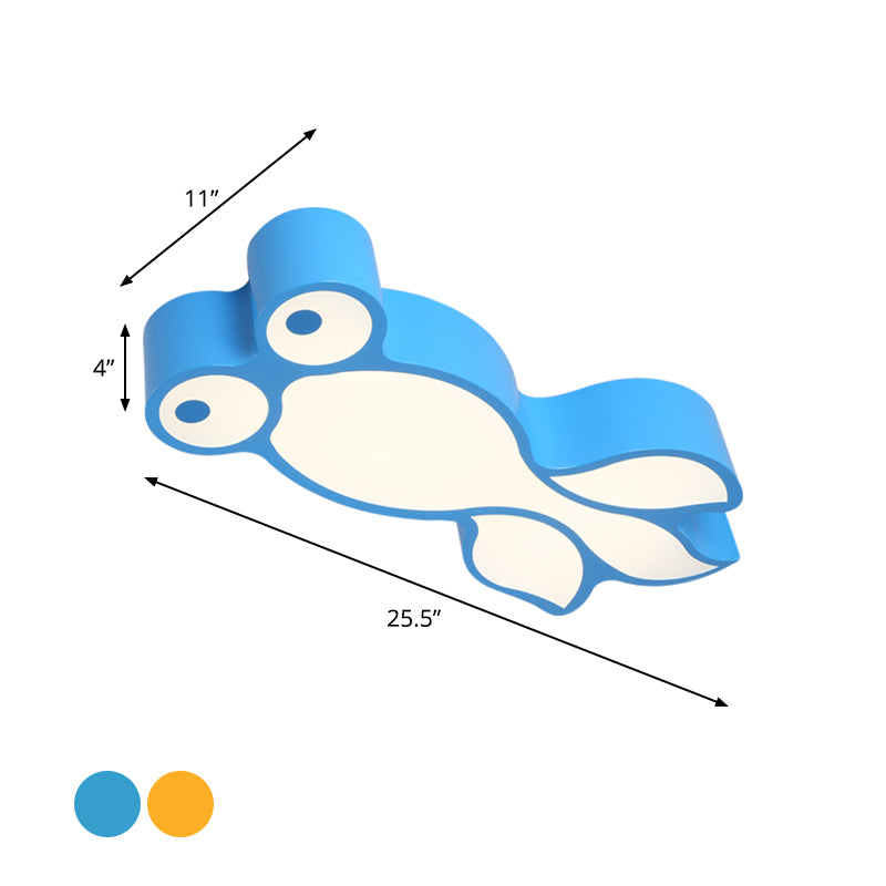 Simplicity LED Flush Mount Light Yellow/Blue Goldfish Close to Ceiling Lamp with Acrylic Shade